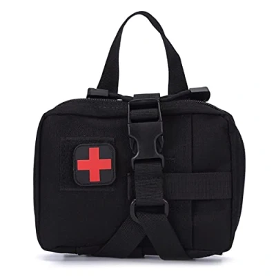 Afbeelding van EHBO kits, tactische overlevingsuitrusting, militaire Molle tas EMT hulptas medische zakjes, IFAK Rip Away voor thuis, in de auto, op reis (Zwart, Leeg)