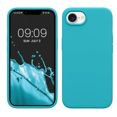 Afbeelding van kwmobile telefoonhoesje geschikt voor Apple iPhone 16e Hoesje met siliconen coating Smartphone case in ijsblauw