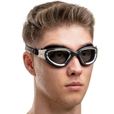 Afbeelding van AqtivAqua Zwembril Swimming Goggles Volwassen Gepolariseerde Zwembrillen Heren Dames Mannen Vrouwen Kind Kinderen Jongens Meisjes Anti Fog DX P (Metallic Silver Zwarte, Gepolariseerde)