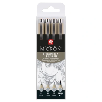 Afbeelding van Fineliner Sakura Pigma Micron lichtgrijs set 4 maten