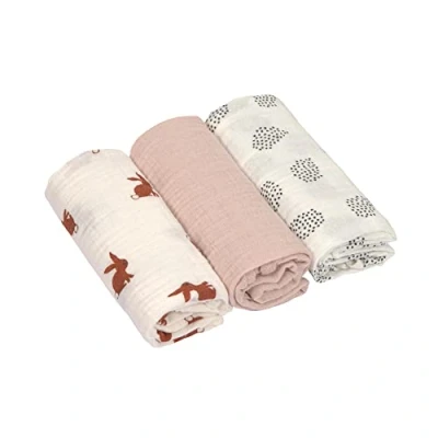 Afbeelding van Lassig Swaddle &amp; Burp Blanket Spuugdoek M Forest Rabbit