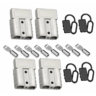 Afbeelding van Bohaner stekker voor Anderson 50A 24V/600V Akü Hızlı Bağlantı Connectörü Sert Kauçuk Tekne Kapakları Modüler Güç Konnektörleri for Plug Quick Kit (grijs 50 A + helder
