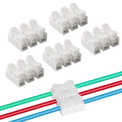 Afbeelding van QitinDasen 60Pcs Premium CH3 Veerdraadconnectoren, Snelconnector Klemmenblok, Elektrische Kabelklem klemmenblokconnector, LED Strip Lichte Draadverbinding, Geen Schroef Soldeerlassen