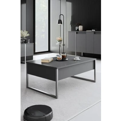 Afbeelding van Salontafel Sibylle L90xH40cm Hout Antraciet en Metaal Zilver Menzzo