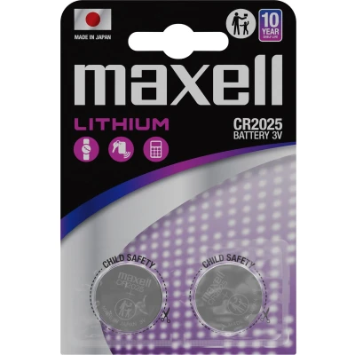 Afbeelding van Maxell CR2025 Lithium Knoopcelbatterij 2 stuks