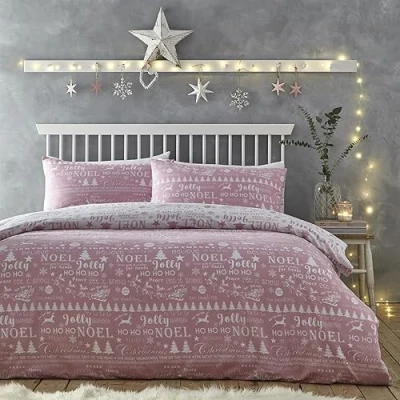 Afbeelding van Charlotte Thomas Jolly Kerst Dekbedovertrek Set Roze Xmas Beddengoed Kingsize