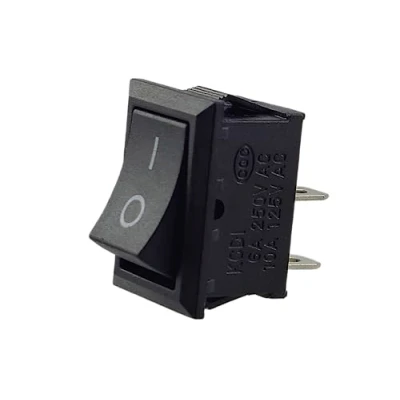 Afbeelding van tuimelschakelaar, apparaatschakelaar, mini tuimelschakelaar 250V 6A 125V 10A AC, KCD1 (6V 9V 12V 24V AC/DC) zwart rechthoekig 19 x 13 mm, 2 polig AAN/UIT