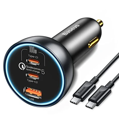 Afbeelding van Baseus 160 W USB C autolader 3 poorten, QC5.0 PD3.0 PPS sigarettenaansteker autoladeradapter voor iPhone 15 14 13 Pro iPad MacBook