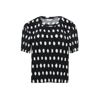 Afbeelding van s.Oliver Plissiertes MIT Tshirt print, Dames, Maat: 32, Schwarz