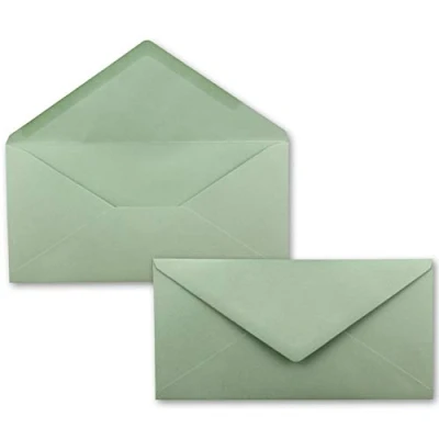 Afbeelding van FarbenFroh Enveloppen, 75 enveloppen eucalyptus (groen) DIN lang, 110 x 220 mm (11 22 cm), natte plakrand zonder venster, ideaal voor uitnodigingskaarten