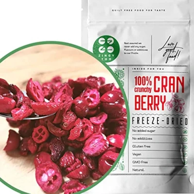 Afbeelding van Gevriesdroogde Veenbessen Snacks Natural 100% Puur Glutenvrij Freeze Dried Fruit Cocktail Decoratie Gedroogde Cranberries Zonder Zonnebloemolie, Toegevoegde Suikers, (80g)
