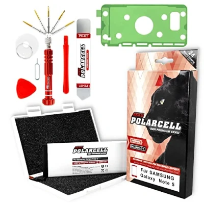 Afbeelding van PolarCell accu voor Samsung Galaxy Note 5 SM N920F Vervanging originele EB BN920ABE met gereedschap &amp; framelijm in professionele set 3200mAh sterke vervangende batterij geselecteerde A+ kwaliteitscellen