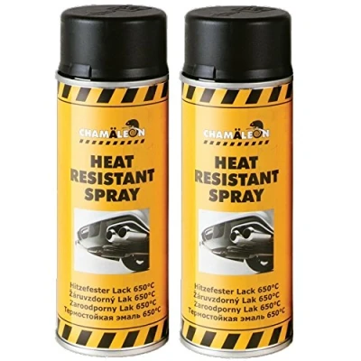 Afbeelding van Chamäleon 1K hittebestendige lak zwart spray 2 x 400 ml hittebestendig 650 C spuitlak grill oven