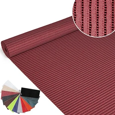 Afbeelding van ANRO Badmat, zachte schuimmat, bad en douchemat, antislip, badloper, effen, bordeauxrood, 100 x 130 cm