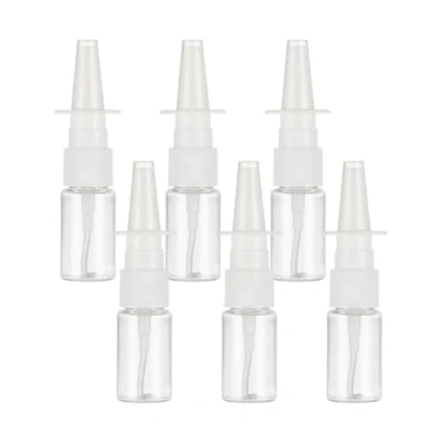 Afbeelding van Aidqxbaoer Lege neussprayfles, 6 stuks, 10 ml, navulbare verstuiver, met trechter en etiketten, kunststof neusspray fijne nevel, etherische oliën, zoutoplossing (transparant)