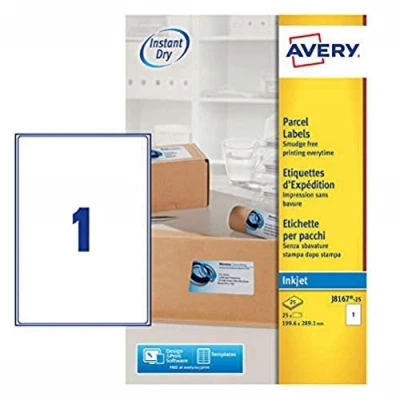 Afbeelding van Etiket Avery J8167 25 199.6x289.1mm wit 25stuks