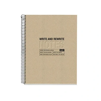 Afbeelding van Miquelrius notitieboek van 100% gerecycled karton, omslag A4 (210 x 297 mm), 4 boren, 120 gerecyclede vellen 80 g/m², gekleurde strepen, geruit 5 mm, Color Craft