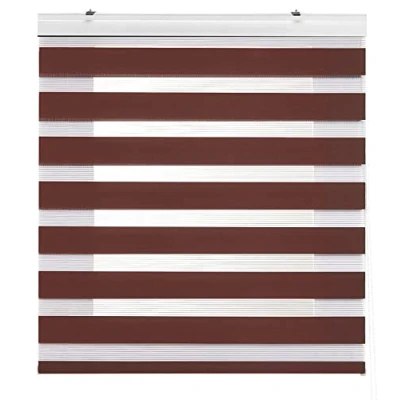 Afbeelding van Zebra Textil SANSA dubbel rolgordijn met decoratieve cassette, polyester, bruin, 105 x 175 cm