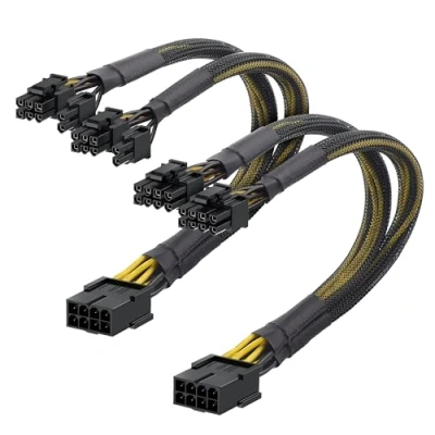 Afbeelding van Cable Matters 2 Pack PCIe 8 pins naar Dual (6+2) Vrouwelijk Mannelijk voedingsadapter voor GPU&#039;s 9 inch (8 kabel GPU, dubbele kabel)