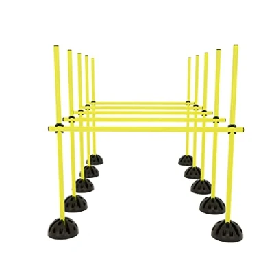 Afbeelding van HENGMEI Agility Grid Set springstangen, set, hordenset, trainingshulp, training voor hordenparcours en springtraining, trainingsstangen voorwaardelijk (geel)
