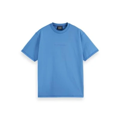 Afbeelding van Scotch &amp; Soda Seasonal CORE Front Chest LOGO Tshirt basic, Heren, Maat: Small, Lake blue