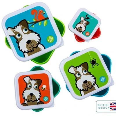 Afbeelding van TUM Nesting Snackpotten voor kinderen, Snackboxen Kids Lunchbox Set, BPA vrij (Scruff the Dog)