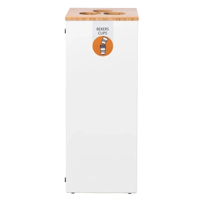 Afbeelding van Lune afvalinzamelingsunit Paxa Large bekerbak 65 ltr Wit/bamboe