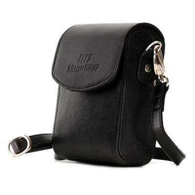 Afbeelding van MegaGear MG1428 Leren schoudertas voor Panasonic Lumix DC ZS200/TZ200, Leica C Lux zwart