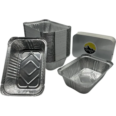 Afbeelding van Aluminiumbakje 911L Met deksel 100 Stuks 195x135mm Aluminium bakjes wegwerp Aluminiumbakjes Prep meal Fitness Salade Maaltijd Take Away Kapsalon video