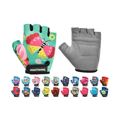 Afbeelding van Halfvinger Fietshandschoenen Kinderen voor Jongens en Meisjes perfect Wielersport Mountainbike Racefiets (Butterflies, JR M 7 7,5cm)