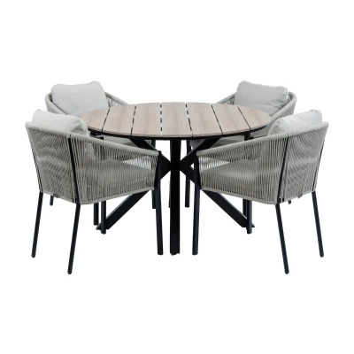Afbeelding van Normin 5 delige ronde tuinset 4 Elvira tuinstoelen Tuintafel Cyprus ø120cm