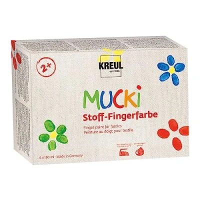 Afbeelding van KREUL 28420 Mucki stoffen vingerverf, heldere kleuren op waterbasis voor kinderen vanaf 2 jaar