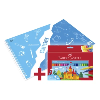 Afbeelding van Viltstift Faber Castell 50 stuks assorti gratis A3 Kangaro schetsboe