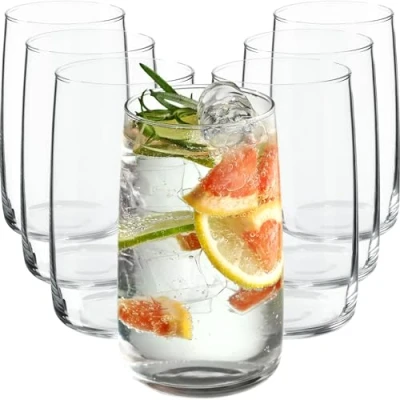 Afbeelding van KADAX Drinkglazen, 480 ml, cocktailglazen van robuust glas, vaatwasmachinebestendige longdrinkglazen, universele glazen, drankglazen voor water, sap, dranken of whisky (8 x ml)