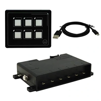 Afbeelding van Gloaso 12V, 24V, 6 pins, filmknop, touchscreen, indicator, schakelpaneel, ingebouwde PPTC met USB kabel en membraanbesturingsbox, IP66, voor vrachtwagen, caravan, camper, jacht, boot