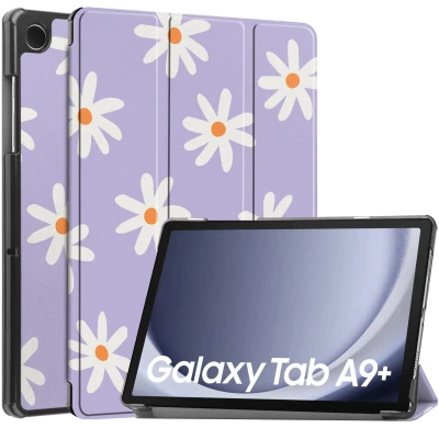 Afbeelding van Samsung Galaxy Tab A9 Plus Hoes: iMoshion Design Trifold Bookcase Flowers Distance Kunstleder Tablet Hoezen