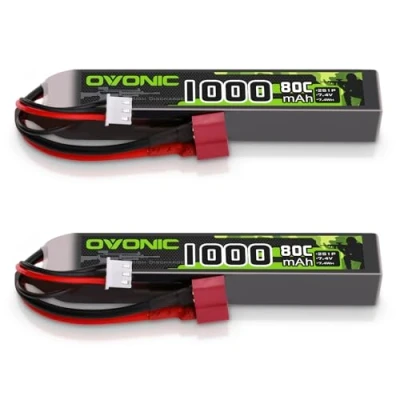 Afbeelding van OVONIC 2S Lipo 7.4V 80C 1000mAh Airsoft accu met Deans T stekker voor Guns (2 stuks)