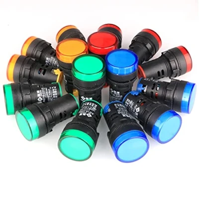 Afbeelding van GUUZI 16 stks Indicatielampje Rood/Geel/Blauw/Groen 22mm LED Pilot Panel AC 220V 380V 20mA Indicator Signaal Lamp (Elke Kleur 4 stks)