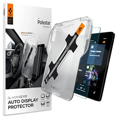 Afbeelding van Spigen Glas.tR EZ Fit Screenprotector compatibel met Polestar 2 (2021 2024), 11.2 inch, Sjabloon voor Installatie, Mat, Anti Reflecterend, Vingerafdruk, 9H Gehard Glas