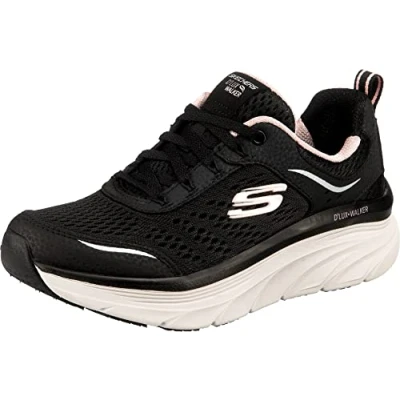 Afbeelding van Skechers D&#039;LUX WALKER dames Sneakers, Zwart lederen mesh roze rand, 40 EU