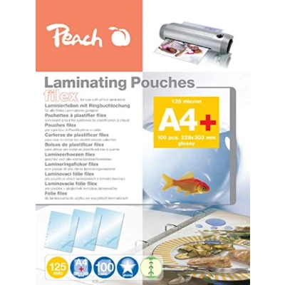 Afbeelding van Peach S PP525 21 lamineerfolie DIN A4, 125 mic, glanzend, afplakbaar, 100 stuks