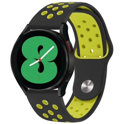 Afbeelding van Siliconen sport bandje Universeel 20 mm aansluiting Zwart / Neon Geel iMoshion En TPU (zacht)
