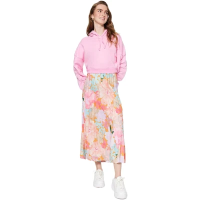 Afbeelding van Trendyol Groene Geplooide Geweven Rok Met Bloemenpatroon En Elastische Taille Tctss23Ee00018
