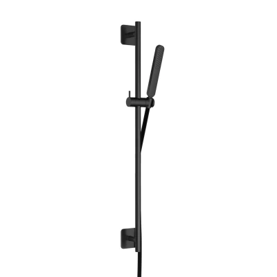 Afbeelding van HotBath Gal Verstelbare glijstang 100 cm met doucheslang 1,5 mtr en handdouche Geborsteld Gunmetal PVD GL309BGP