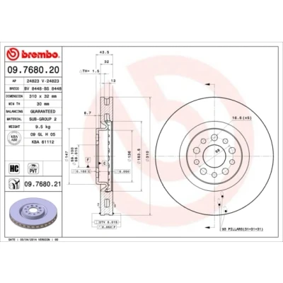 Afbeelding van Brembo Remschijf 09.7680.21