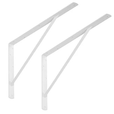 Afbeelding van SOTECH set van 2 Plankdragers (600 x 375 40 mm, wit, gepoedercoat), kapstokdrager met dwarsbalk voor stabilisatie.