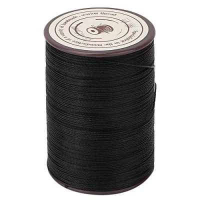 Afbeelding van 0,45 mm leer gewaxte draad polyester voor DIY project halsketting armband handwerk maken 160 m/rol [zwart] naaldinrijger