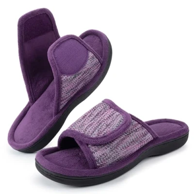 Afbeelding van RockDove Verstelbare pantoffels van traagschuim voor dames, Aubergine, 37.5/38.5 EU