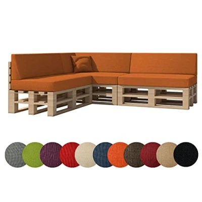 Afbeelding van Chilly Pilley Pallet Kussen Tuin Pad Binnen Buiten Wasbaar Verwijderbaar Zitkussen Rugkussen (Set Van 8, Oranje)