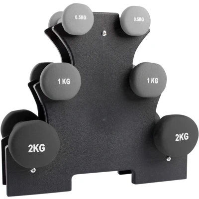 Afbeelding van Virtufit dumbbell set in houder 0.5/1/2 kg